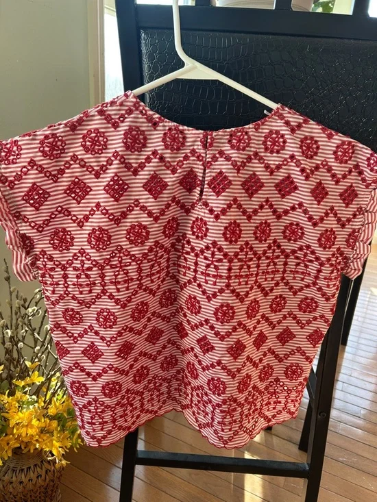 Zara Striped Eyelet Boxy Style Top - Picture 4 of 15